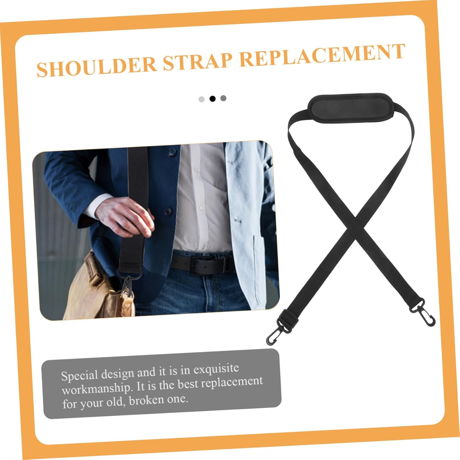 Didiseaon Adjustable Sturdy Shoulder Strap Hooks for Laptop Bag Replacement, Padded Black Nylon and Oxford Fabric, Universal Fit for Messenger Bags, Briefcases, and Luggage image number 4
