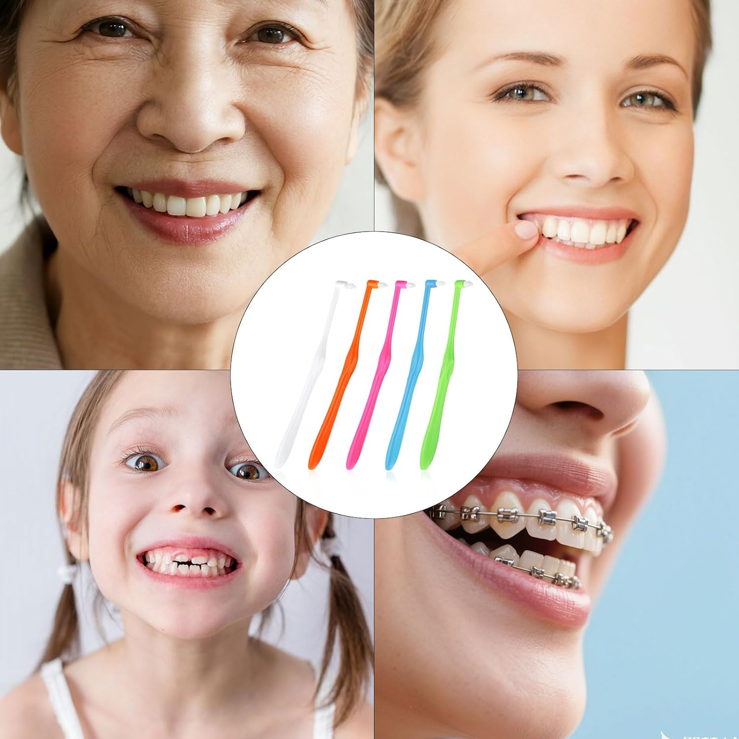 5 Pcs Single End Tuft Toothbrush for Interdental and Orthodontic Cleaning, Small Tuft Toothbrush for Back Teeth, Durable Plastic Handle Oral Hygiene Tool, Compatible with Implants, Crowns & Braces &ndash; SZTTY image number 1