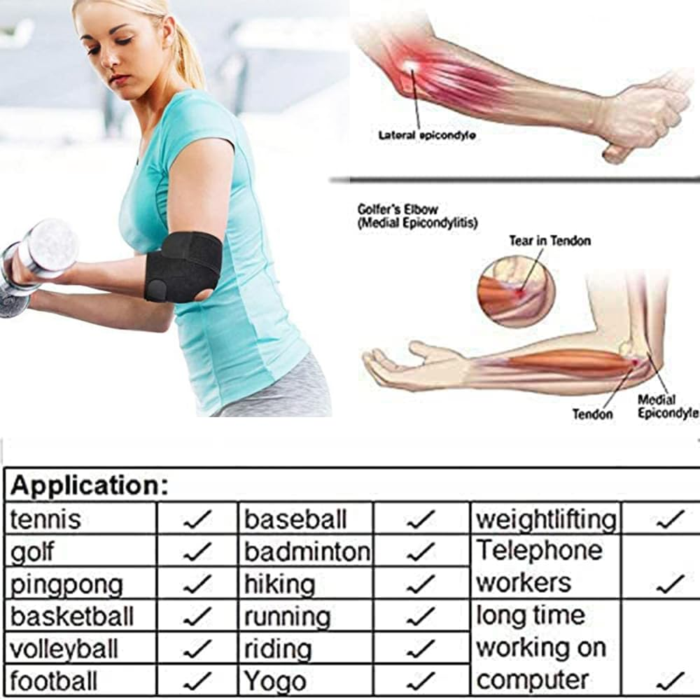 1PCS Breathable Adjustable Elbow Brace - Supportive Strap for Golfers Elbow, Tennis Elbow, Arthritis & Sports Injuries - Fitness Elbow Splint for Stability and Comfort image number 4