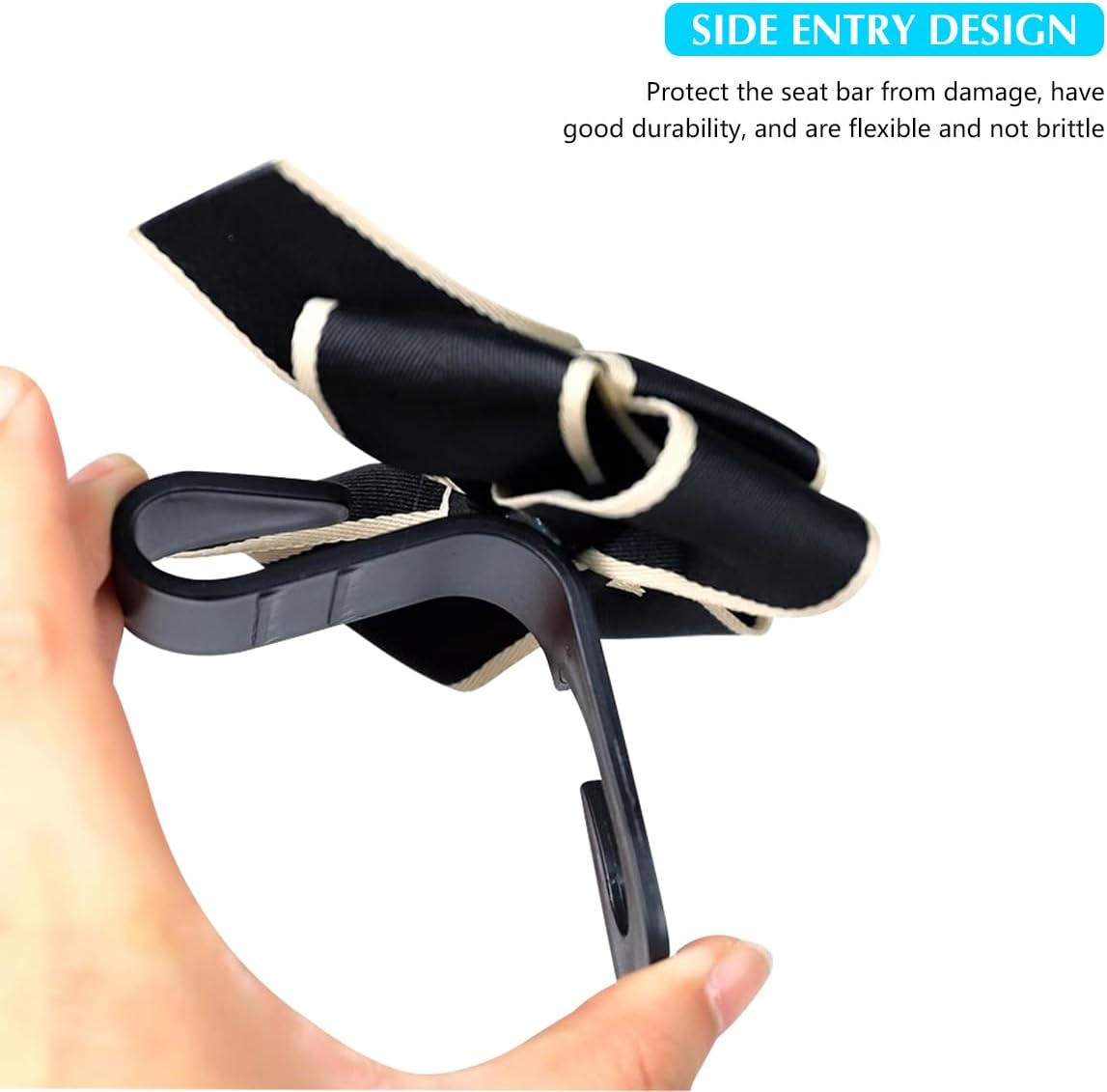 Mandark 2PCS Car Seat Headrest Hooks, Cute Bow Vehicle Hooks for Purses and Bags, Automotive Purse Hook Hanger Interior Decoration Accessories, Universal for SUV, Sedan, Truck (Black Line) image number 5