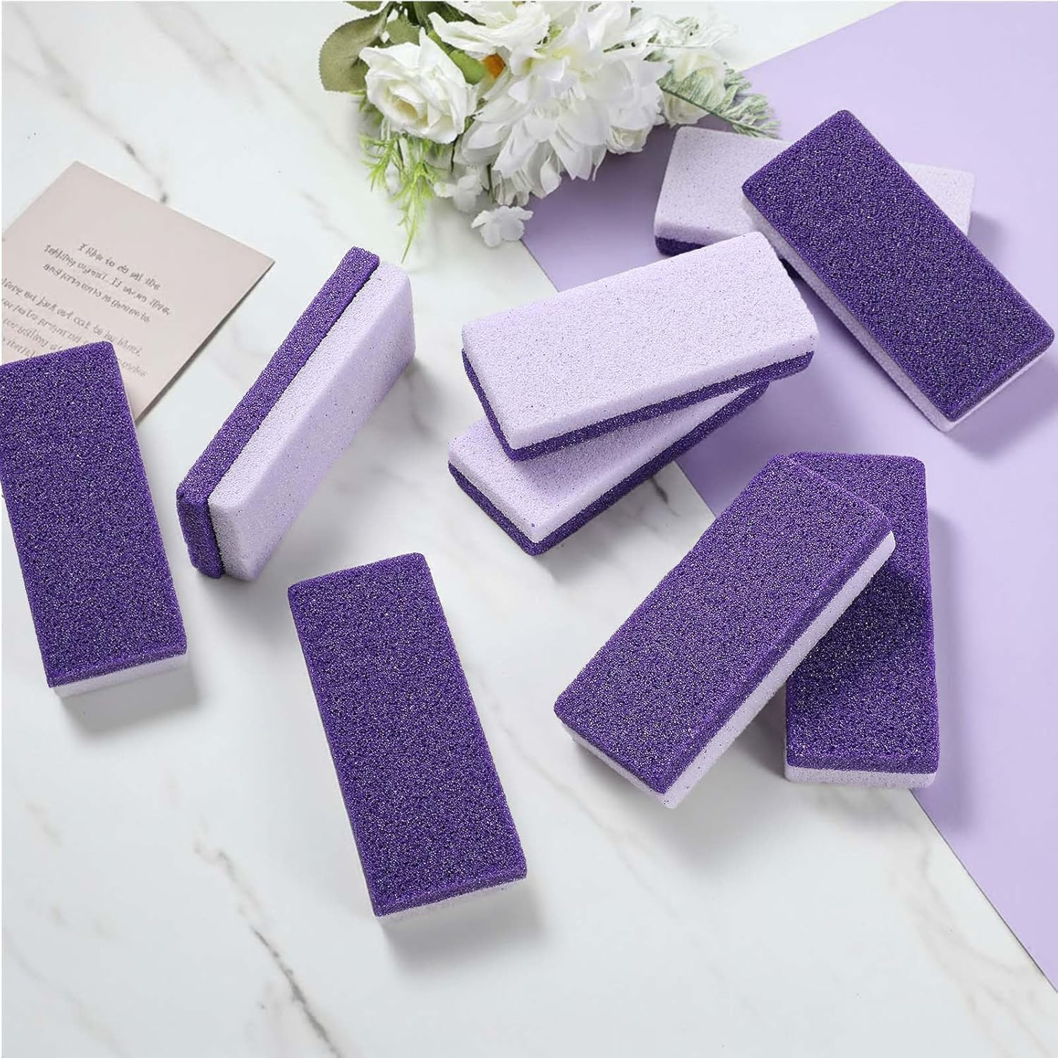 Ptwola Pack of 9 Double-Sided Foot Care Pumice Stone One Side Is a Coarse Callus Remover Foot Pumice Stones the Other Side Softens the Skin for Feet Remove Dead Callus Cuticles image number 2