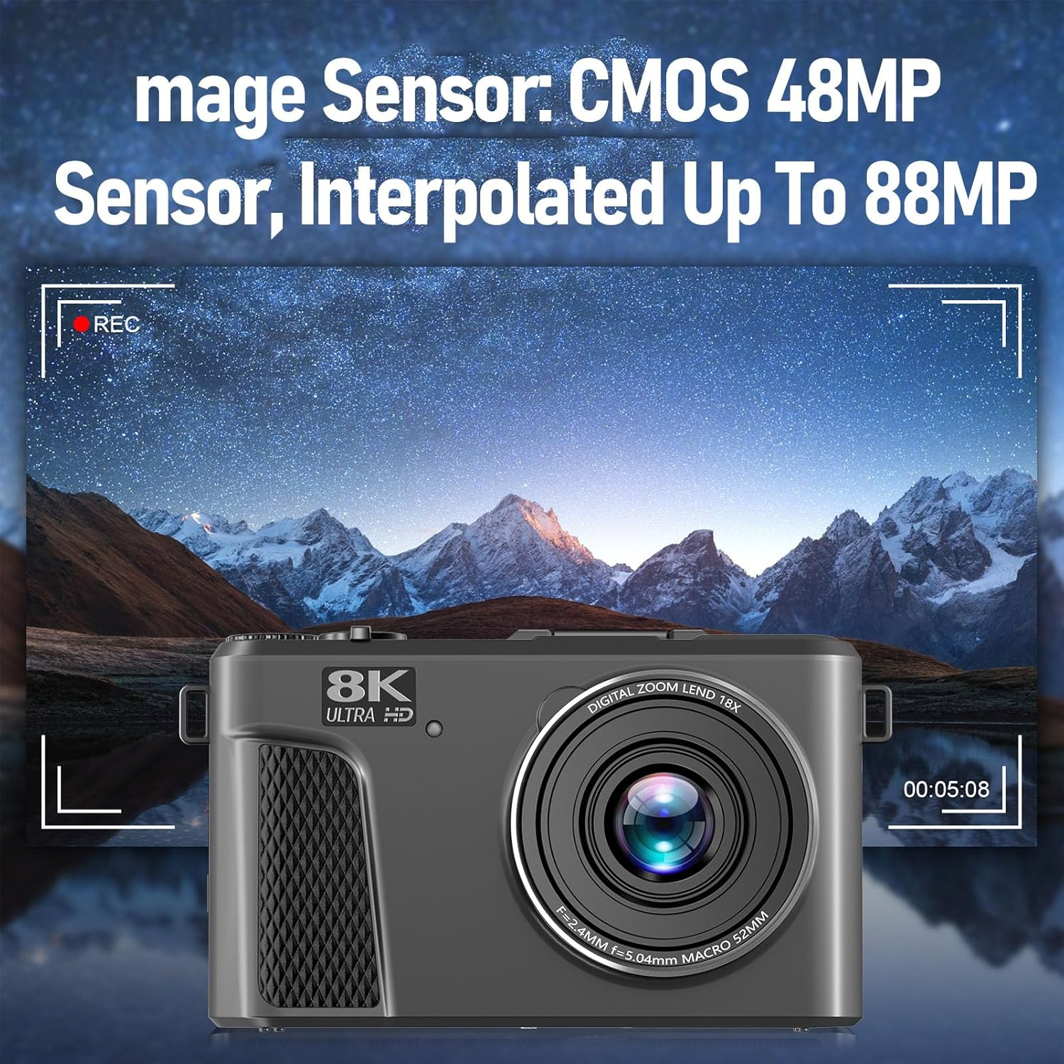 XUMIUZIY 8K Digital Camera, Auto Focus 88MP Cameras for Photography, 18X Zoom Wifi Vlogging Camera, 3 Inch Flip Screen, with Webcam Mode, Filter, Multiple Filters LED Fill Light (Black) - Pink image number 4