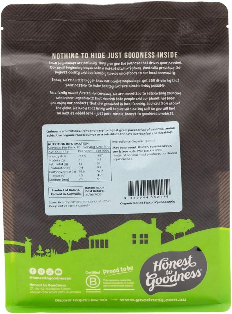 Honest to Goodness Organic Quinoa Flakes 600 G image number 1