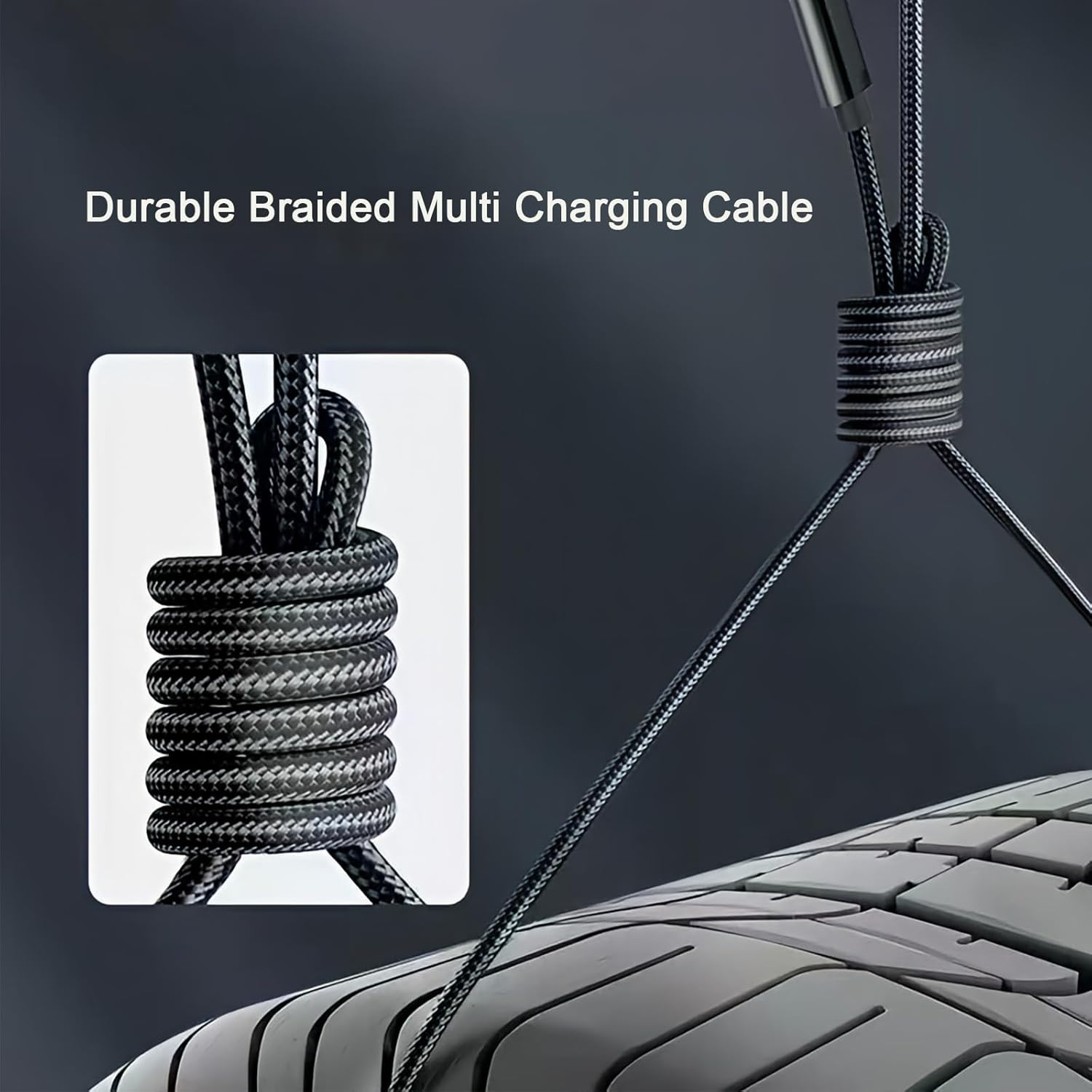 Multi Charging Cable, 1.2M Universal 5 in 1 Multiple USB Cable Fast Charging Cord with Type C/Micro USB/IP Port, Universal Charger for Cell Phone, Tablets, Samsung Galaxy, Huawei and More(2 Pack) image number 3