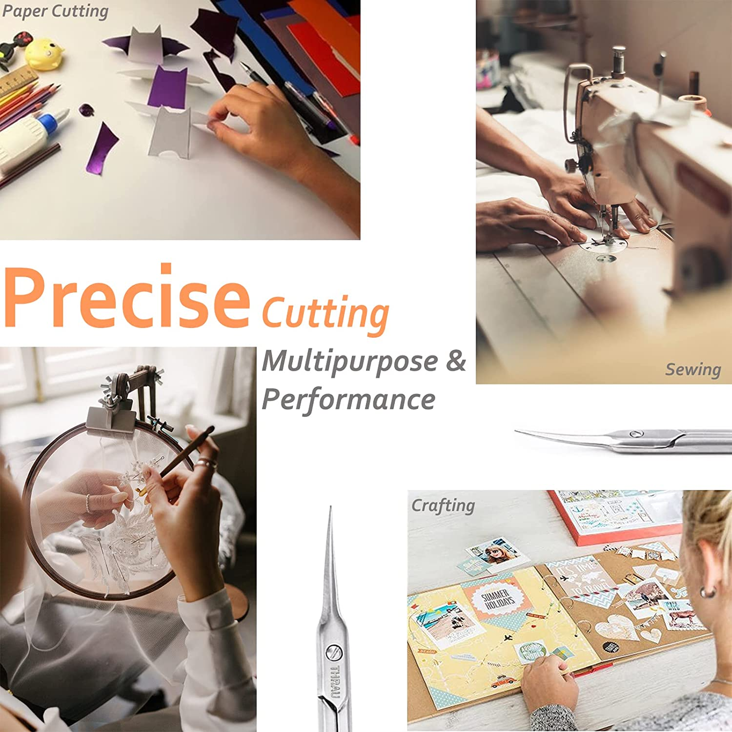 THRAU Cuticle Scissors Extra Fine for Women and Men, Curved Stainless Steel with Precise Pointed Tip Grooming Blades, Manicure, Pedicure, or Trim Nail, Eyebrow, Eyelash, and Dry Skin, 3.7&rdquo; - Silver image number 2