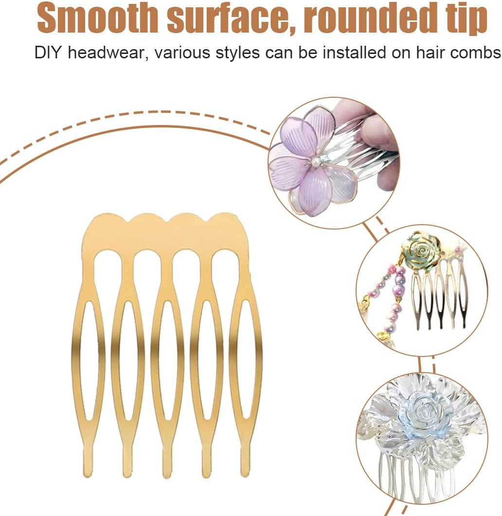 Pack of 20 Teeth Metal Side Hair Combs Plain Wire Sliding Combs Wedding Bridal Veil Combs Decorative Headpiece French Twist Updo Chignon Bun Clips