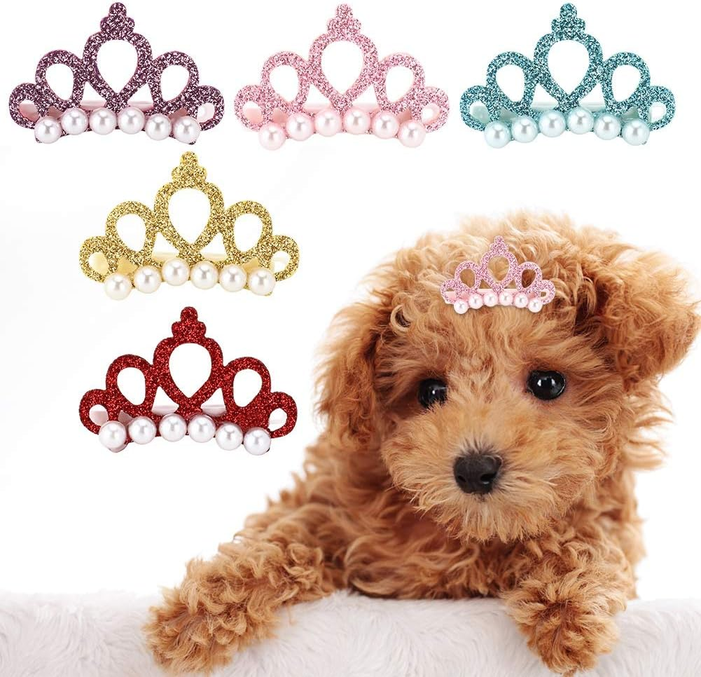 EVTSCAN 25Pcs Pet Crown Hair Clip Hairpin Grooming Accessories for Cat Medium Small Dog image number 5