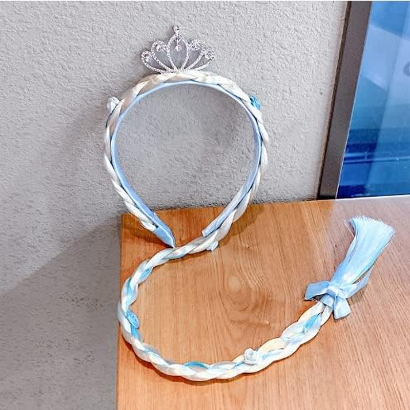 Kids Girls Toddlers Blue Elsa Princess Ponytail Hair Extension Party Hair Clips Snowflake Crown Headband Hairband Costume Dress up Braided Wigs (Elsa Crown Headband) - Elsa Crown Headband 02 image number 6