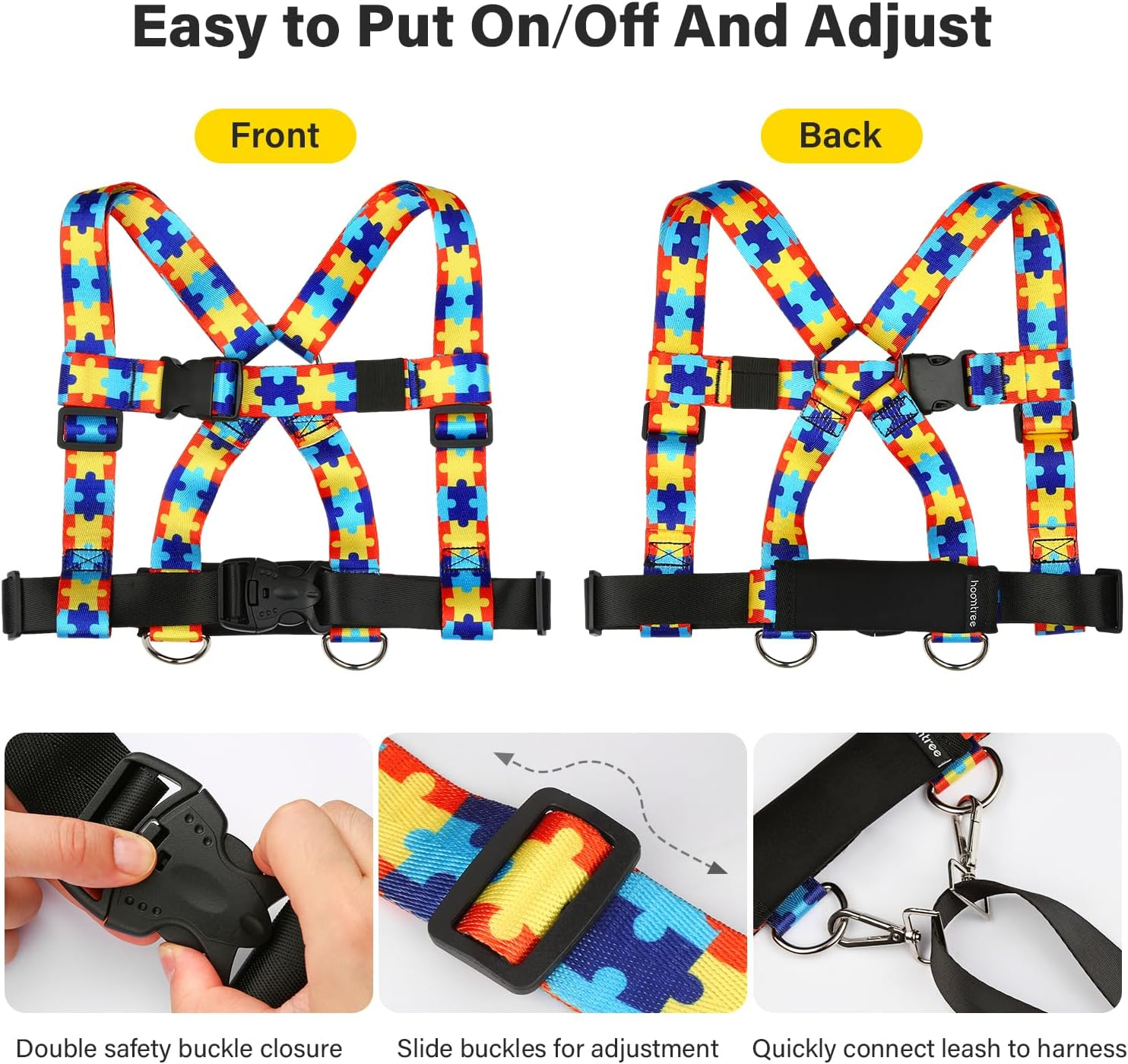 Safety Harness Leash for Kids with Autism, Special Needs and Older Children Ages 6-12 | Adjustable Teens Walking Harness with Grab Handle and Tether | Keep Active ADHD/ASD Autistic Kids Safe image number 4