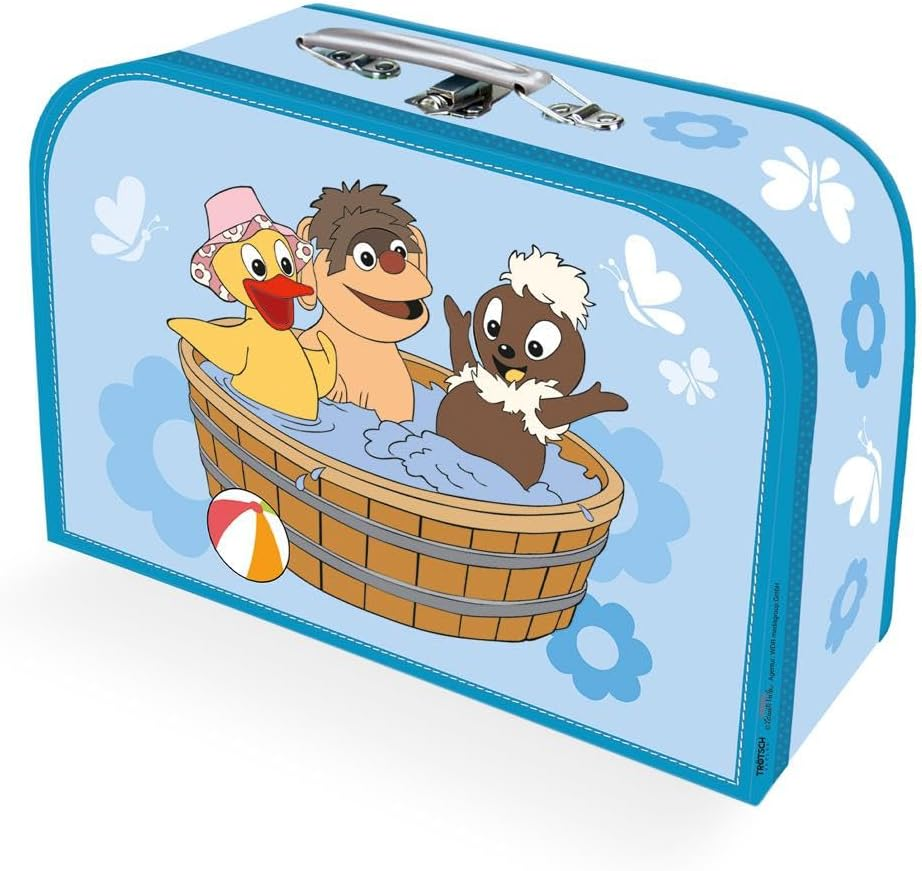 Tr&ouml;tsch Kinderkoffer Pittiplatsch Wanne Gro&szlig;,Pappkoffer, Koffer Aus Pappe, Geschenk Verpackung, Gutschein Verpackung,Spielkoffer, Metallgriff Und Metallhenkel, Reisekoffer Kinder: Spielzeugkoffer Mit Metallhenkel Und Metallverschluss image number 1