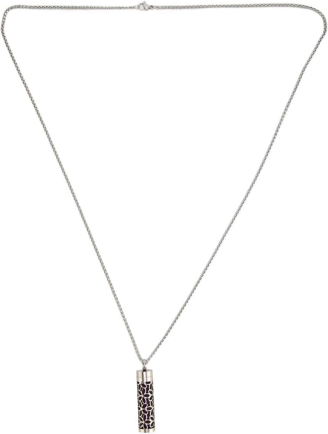 Essential Oil Diffuser Necklace, Stainless Steel Essential Oil Pendant Necklace Hollow Design for Indoor Outdoor image number 5