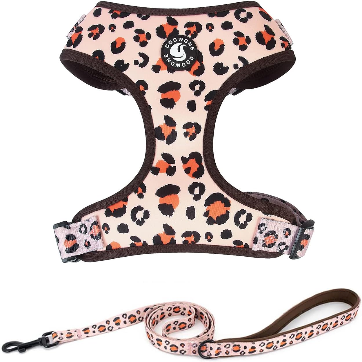 No Pull Dog Harness and Lead Set, Adjustable and Soft Padded Dog Vest Harness for Small Medium Large Dogs (Leopard, Medium (Chest: 17.7-23 Inches)) image number 1