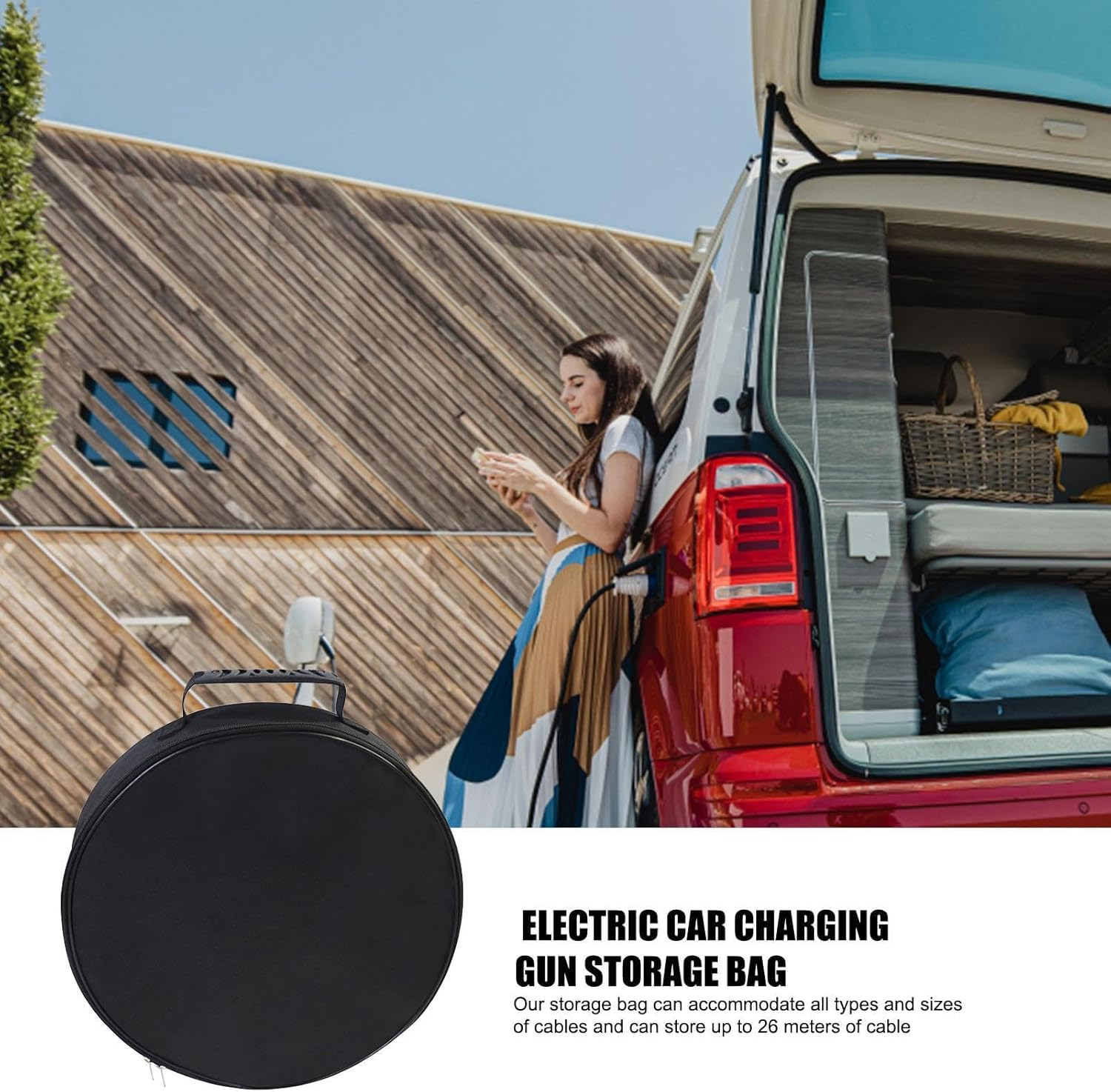 Automotive Jumper Cable Pouch - Excellent Charging Cables Bag, Extension Cable Storage Bag | Organized Car Jumper Cable, Fire Retardant Car Charging Jumper Cables Bag for Extension Charging Cables image number 5