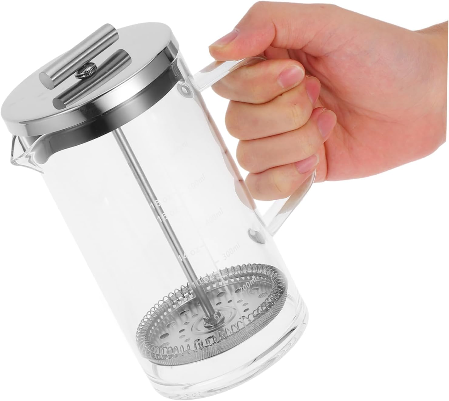 MAGICLULU Coffee Maker Pot Scale Practical Maker Press for Home Use for Brewing Coffee Tea Thick Glass Base Suitable for Daily Use image number 2