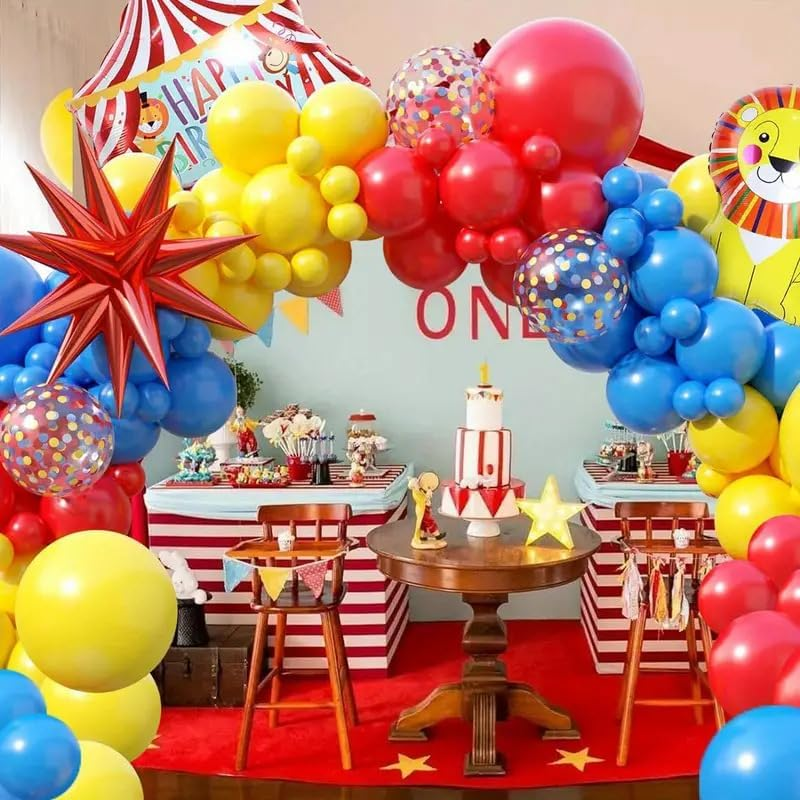 Circus Themed Balloon Wreath Explosion Star Performance Stage Balloon Chain Set, Birthday Party Decoration（110 PCS）