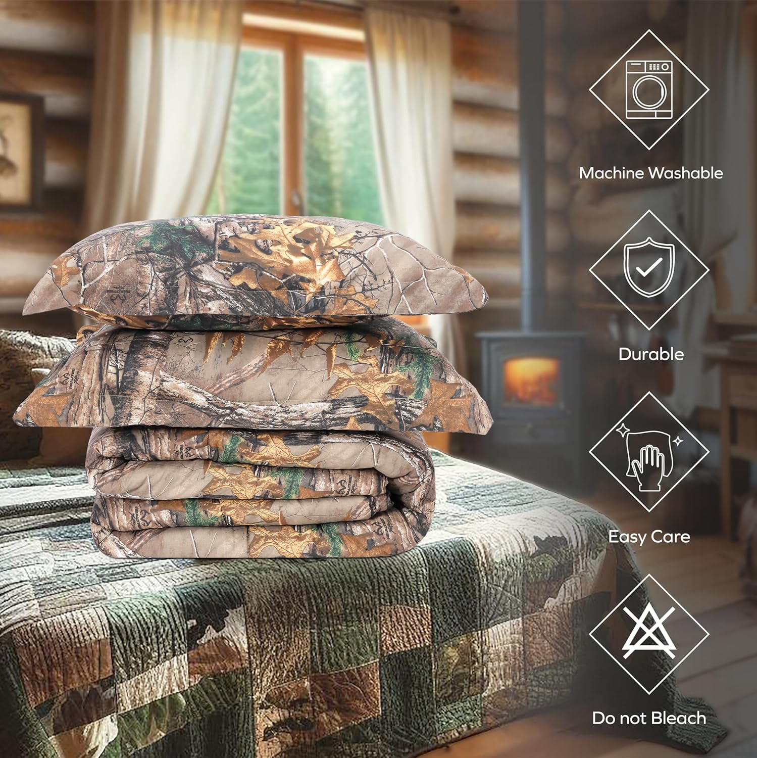 Realtree Xtra Camo Bedding Twin Comforter Set Polycotton Fabric, Super Soft, Easy Care Percale Weave 2 Pcs Comforter Sets for Bedroom, Hunting & Outdoor Camouflage Bedding - Twin image number 1