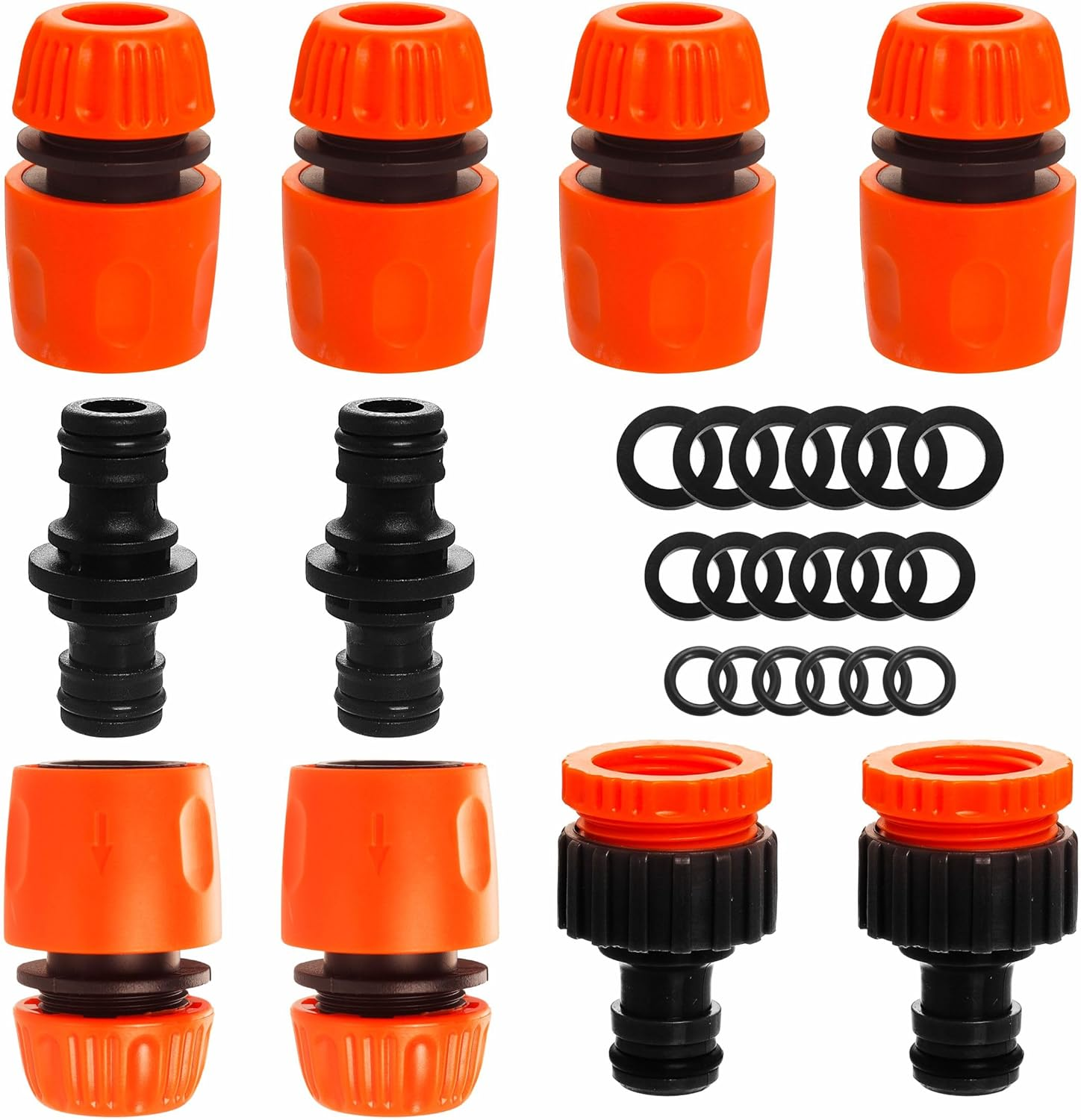 Brass Garden Hose Tap Connector,2Pcs 1/2 Inch Brass Male Threaded Tap Connector for Hose Pipe,1Pcs 1/2 Inch&3/4 Inch 2-In-1 Female Threaded Faucet Adapter Hosepipe Fittings