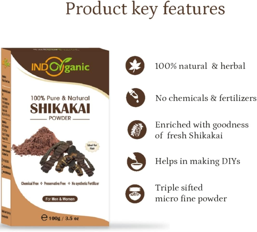 Indo Organic Shikakai (Acacia Concinna) Powder for Hair Pack | Excellent Hair Conditioner & Cleanser image number 2