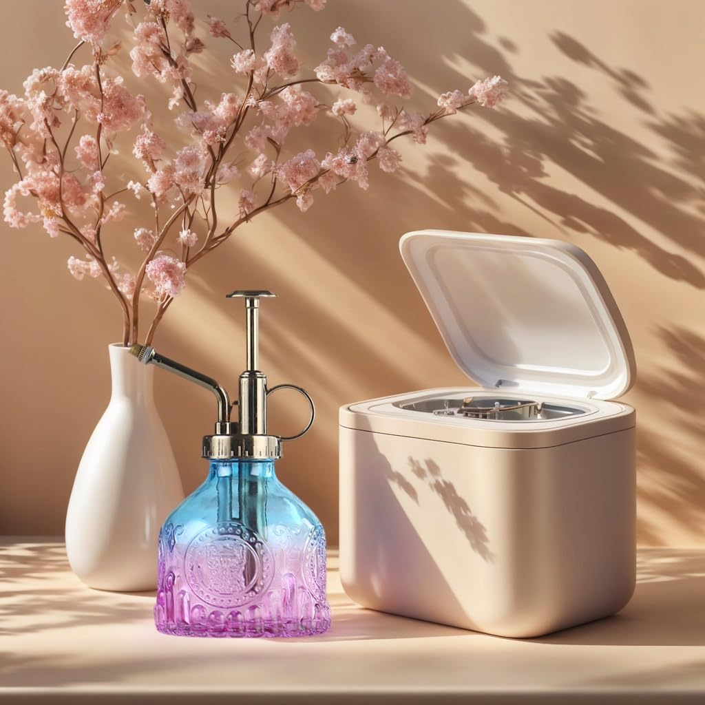 JZS Glass Plant Mister Spray Bottle, Vintage Plant Spritzer, Succulent Watering Can with Top Pump for Indoor and Outdoor Plants, Blue Purple Gradient image number 2