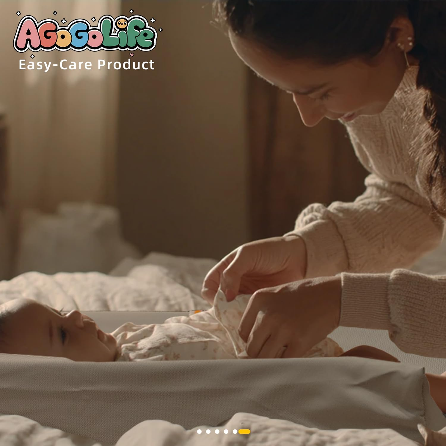 AGOGOLIFE Baby Changing Pad with Ruler, Waterproof PU Leather Wipe-Clean Mat with Safety Belt, Anti-Slip Base, Fits Standard Changing Tables image number 5