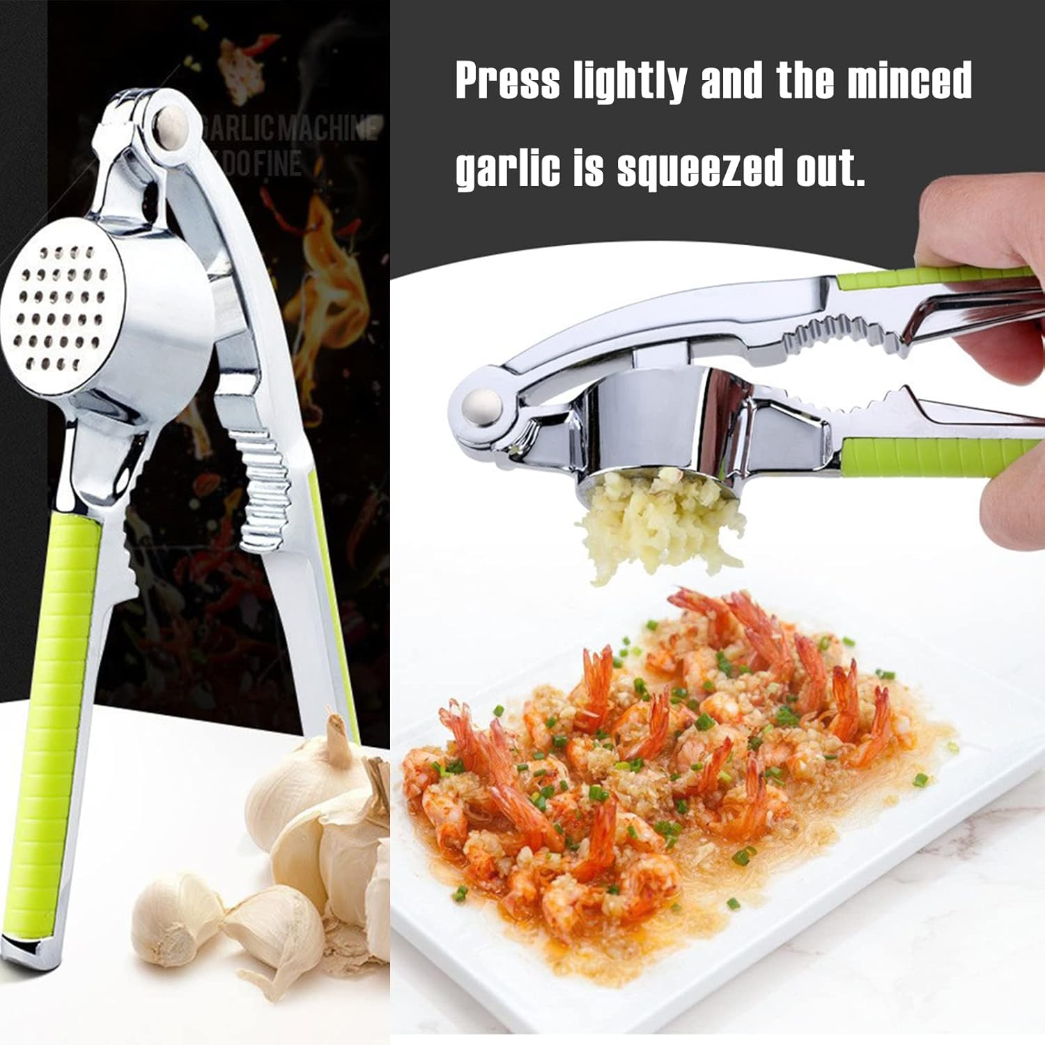 Garlic Press Garlic Cutter Garlic Garlic Press Crusher Ginger Press Premium Stainless Steel Rocker Kitchen Gadget, with Nutcracker 2 in 1 image number 5