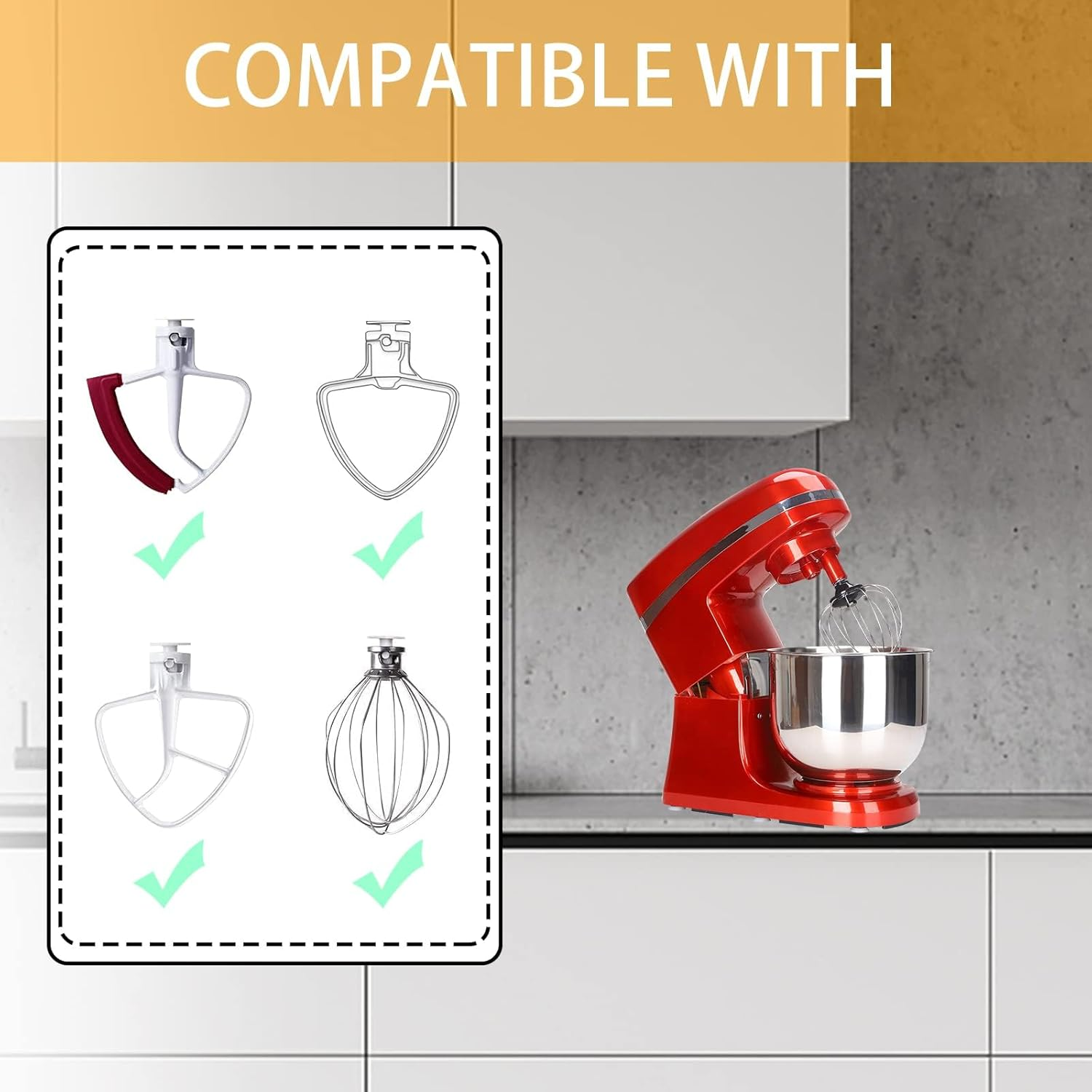 JDFHFGB 4 Pack Stand Mixer Attachment Holder, Compatible with Kitchenaid Mixers, Organizer for Flat Beater, Flex Edge, Dough Hook & Wire Whip image number 6