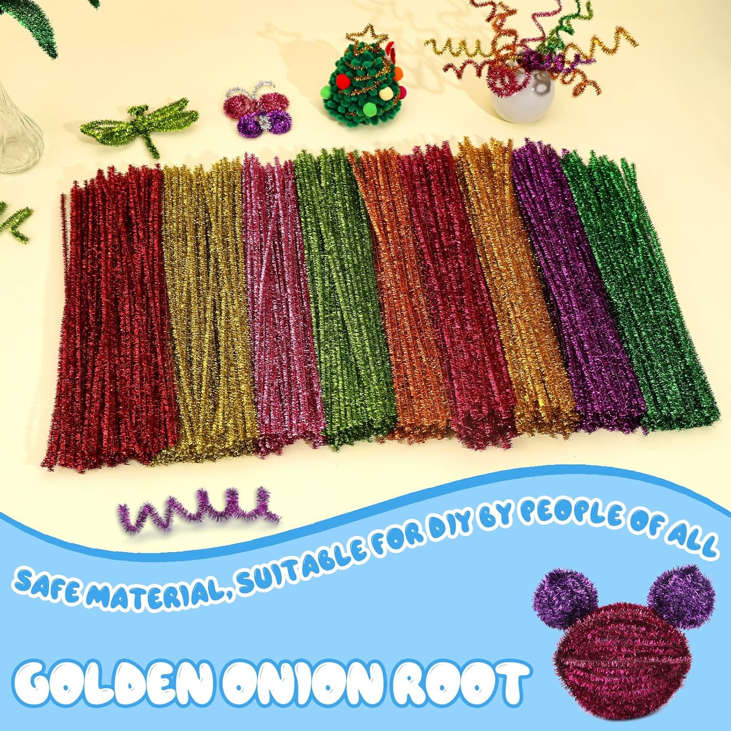 Pipe Cleaners, 100PCS Pipe Cleaners Craft Supplies, Light Blue Pipe Cleaners Bulk Fuzzy Sticks for DIY Art and Craft Projects Home Christmas Decoration