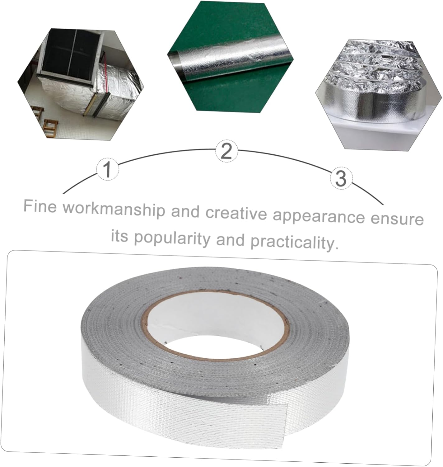 Healvian Waterproof High-Temperature Aluminum Foil Tape 3Cm Wide 50M Long Sturdy Adhesive Sealing Repair Tape for Ducts and Pipes image number 2