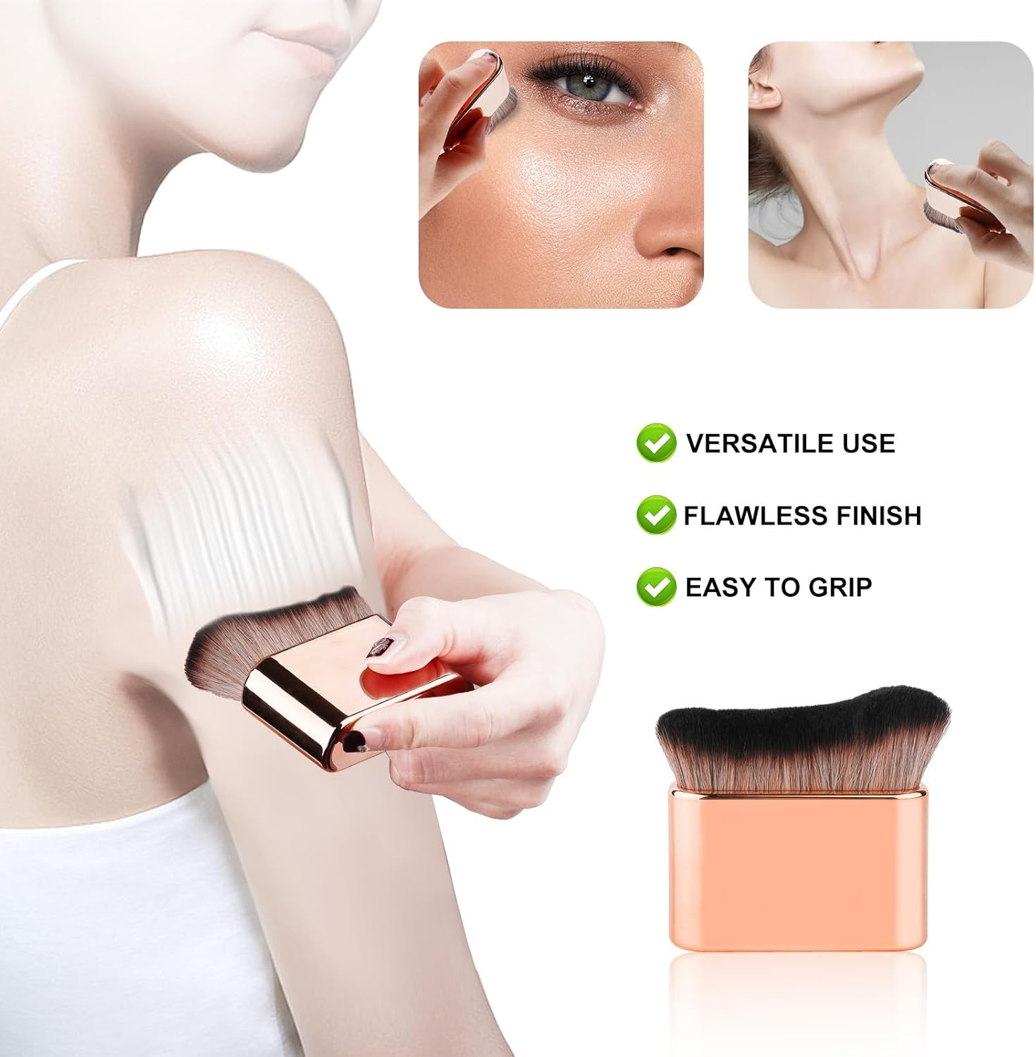 Self Tanning Brush, Soft Self Tanner Brush Applicator Portable Tanning Brush Foundation Body Makeup Brushes for Face and Body (Rose Gold) image number 4