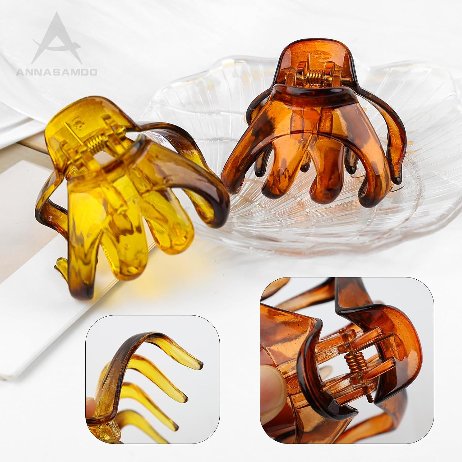 Pack of 6 Women'S Hair Clips, Hair Clips, Octopus Hair Clips, Medium Size for Thick Thin Hair, Non-Slip Vintage Hair Accessory for Women (Black & Coffee & Brown) image number 6