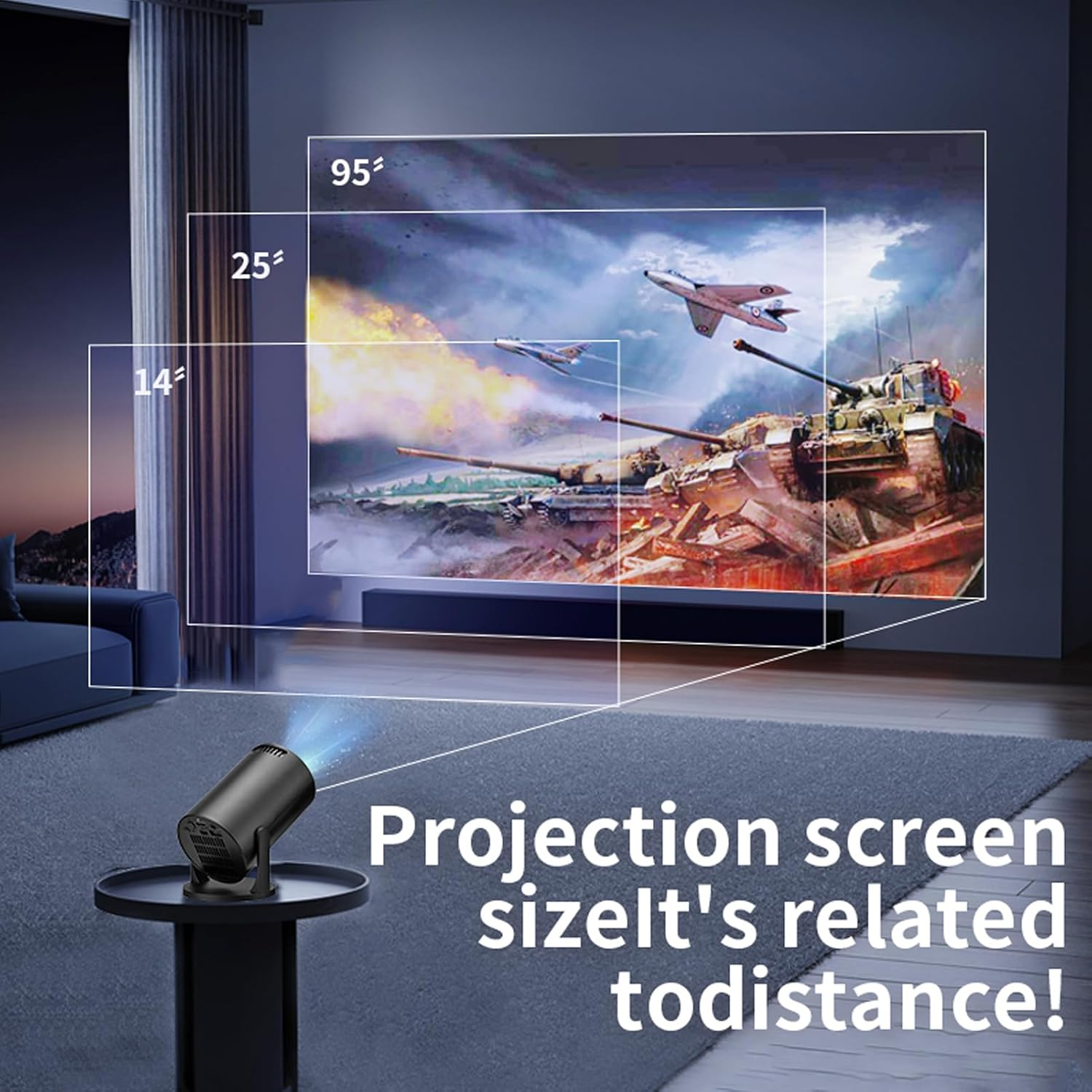 Mini Projector with Wifi Bluetooth, 1080P Support Portable Projector, 270&deg; Rotatable, Auto Horizontal Correction, Movie Projector for TV Stick, HDMI, USB, Laptop, PC, Smartphone
