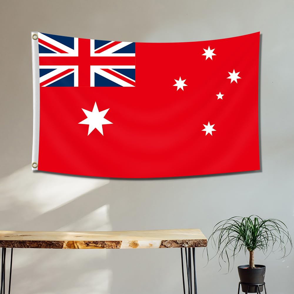 3&times;5 FT Large Australia Red Ensign Flag, 90&times;150 CM Big 100D Australian Outdoor Banner,Tiny Doube Side Printing Decor for Patio Garden with Brass Gromment image number 1