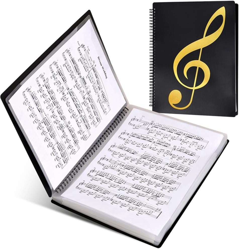 Sheet Music Folder, 60 Pages Capacity, Sheet Music Holder,Fits Letter Size A4, Writable & Detachable(Blue) Easy Install image number 1