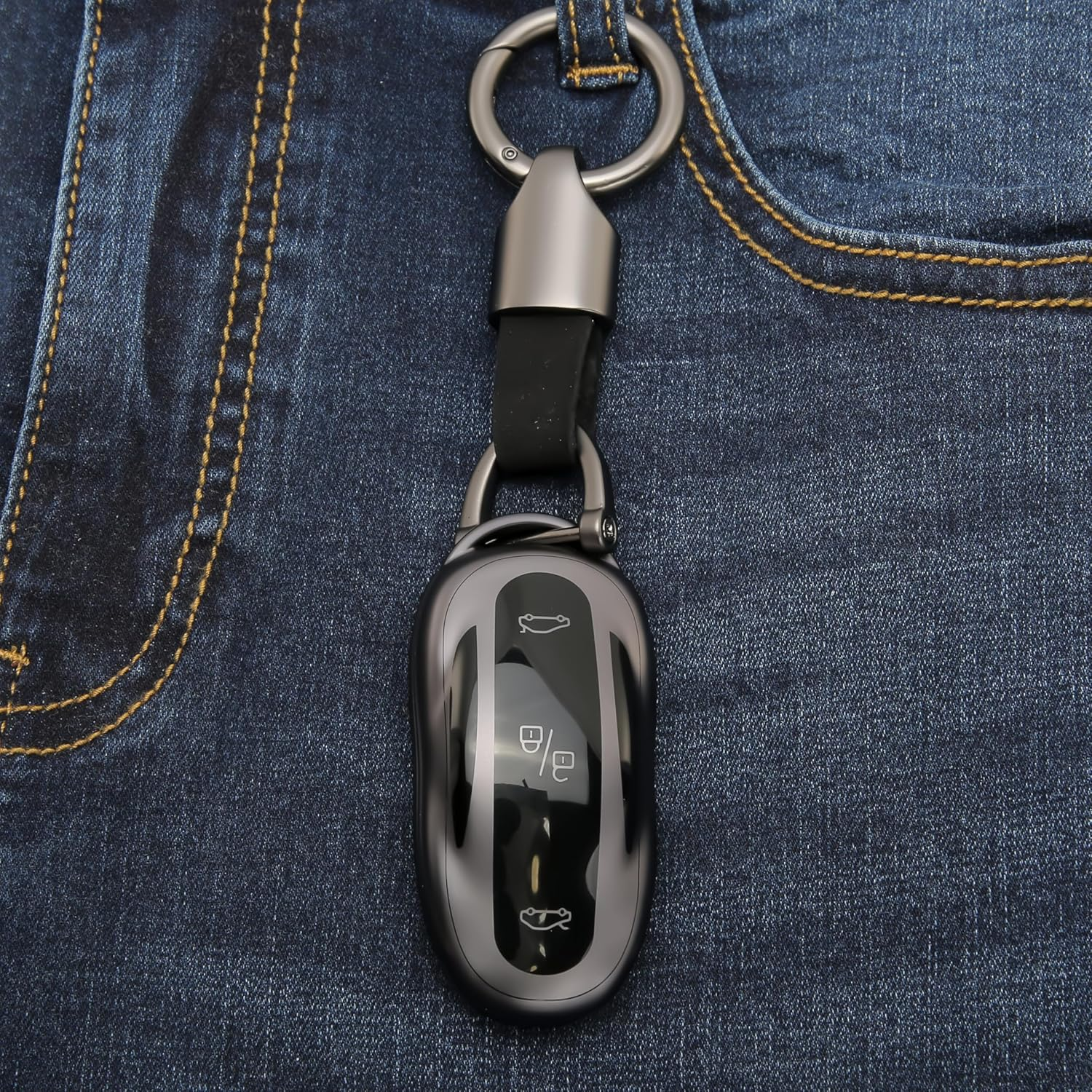 WNILIAN for Tesla Key Fob Cover TPU Key Case with Keychain Protection Accessories Compatible with Tesla Model 3/Y/S Smart Key image number 5