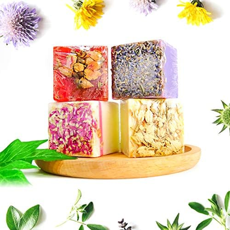 Organic Handmade Soap for Face & Body ~ Set of 4 Pieces.100% Natural Real Botanical Formula, Certified Organic & Handmade with Love. Luxuriously Beautiful Design with Real Flowers Crafted into the Soap image number 4