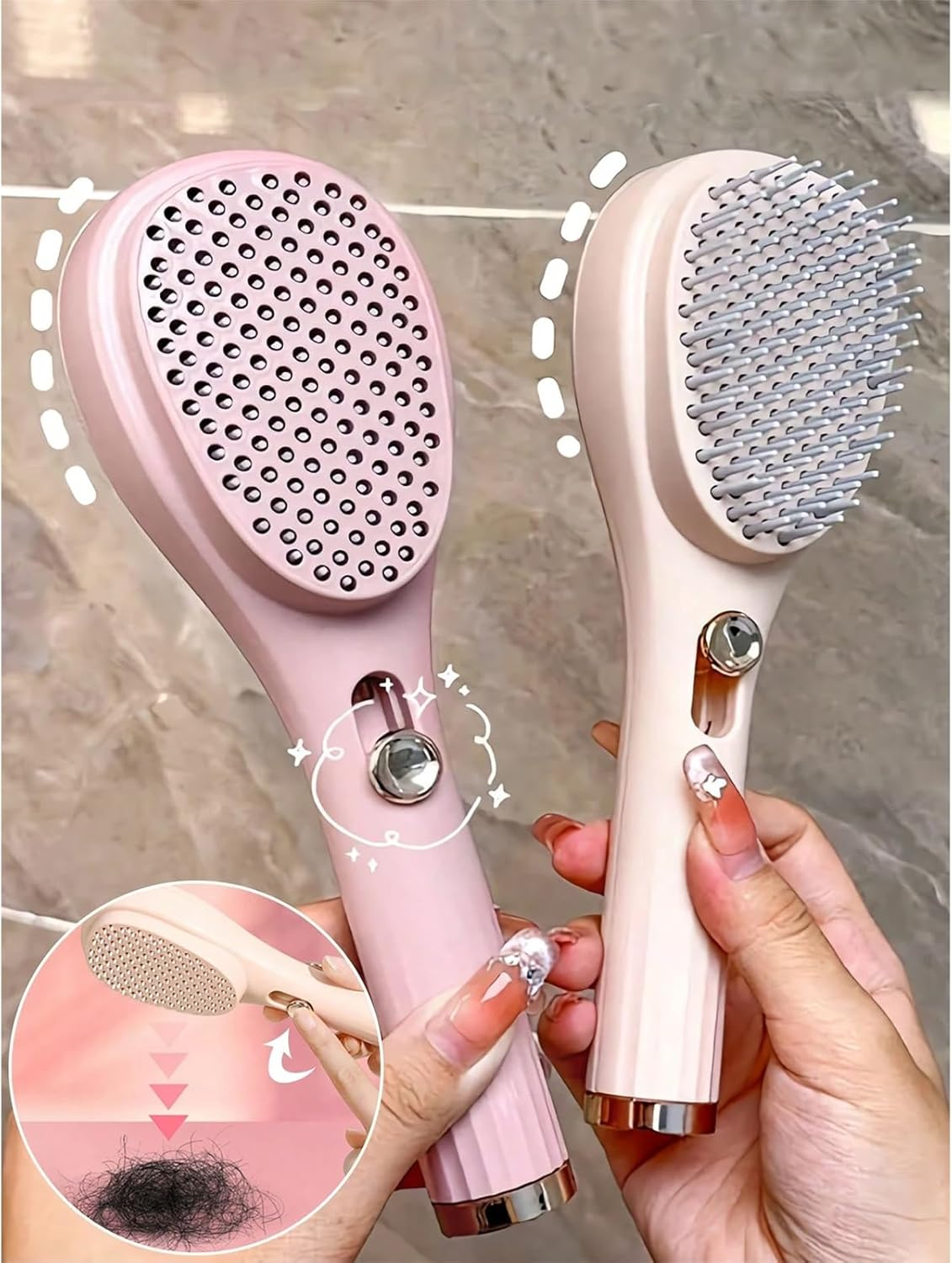 Telescopic Magic Comb,Scalp Cleaning Special Travel Portable Fluffy Massage Comb,Air Bag Hair Detachable Magic Brush,For Home,School,Travel,Barber Shop (Pink) image number 4