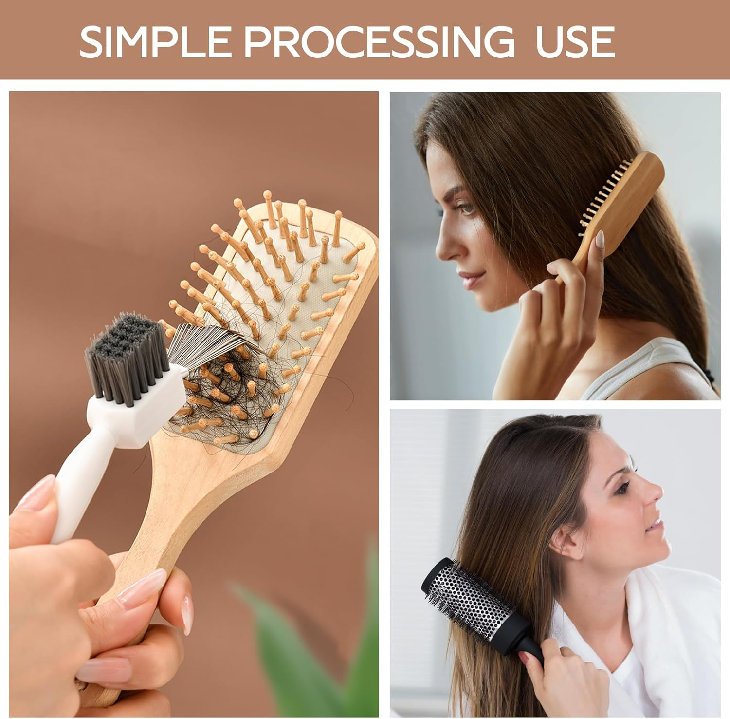 2 Pack 2 in 1 Hair Brush Cleaner,Hairbrush Cleaner Toolcomb Cleaner,Self Cleaning Hair Brush for Removing Hair and Dust Home or Salon Use image number 1