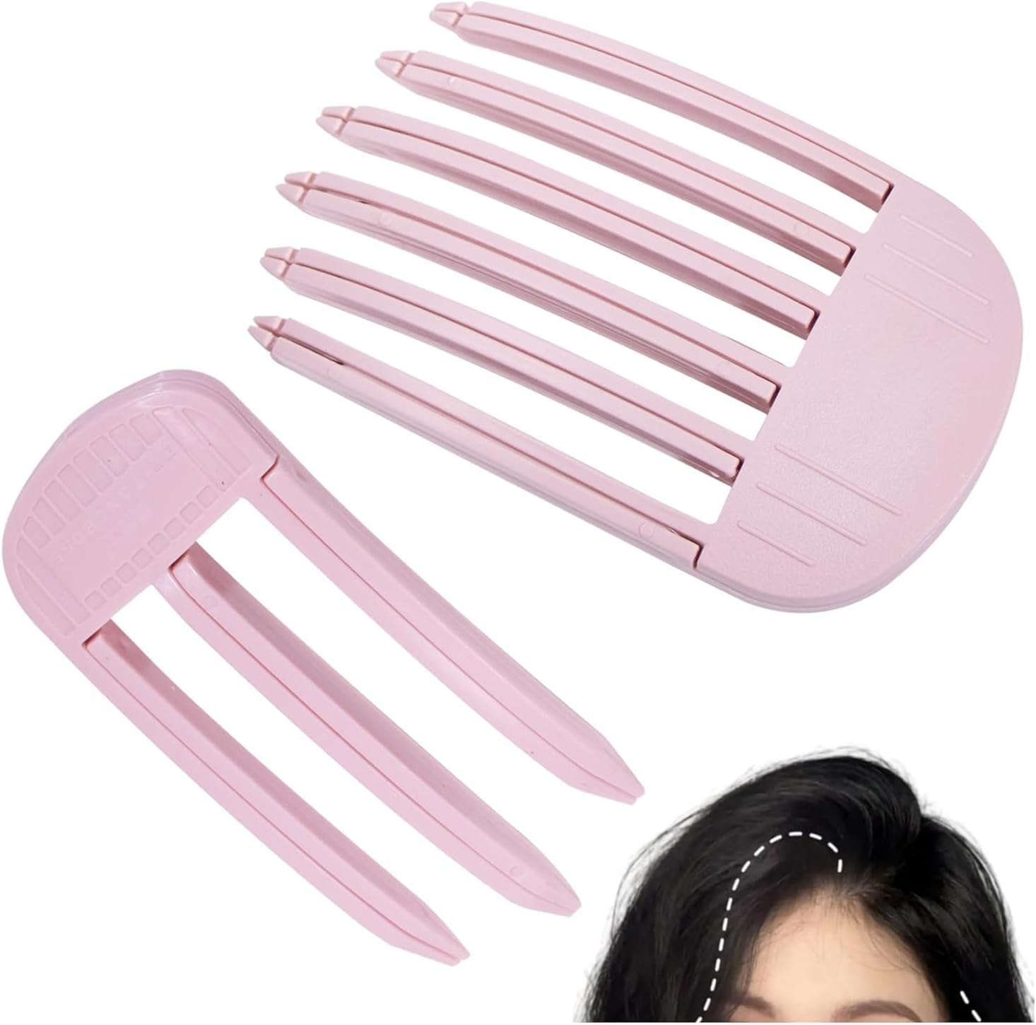 2Pcs Hair Root Lifting Combs Set,Wind Shaping Styling Combs for Fluffy Bangs,Fluffy Bangs Styling Comb, Wind-Sweat Styling Comb (Pink)