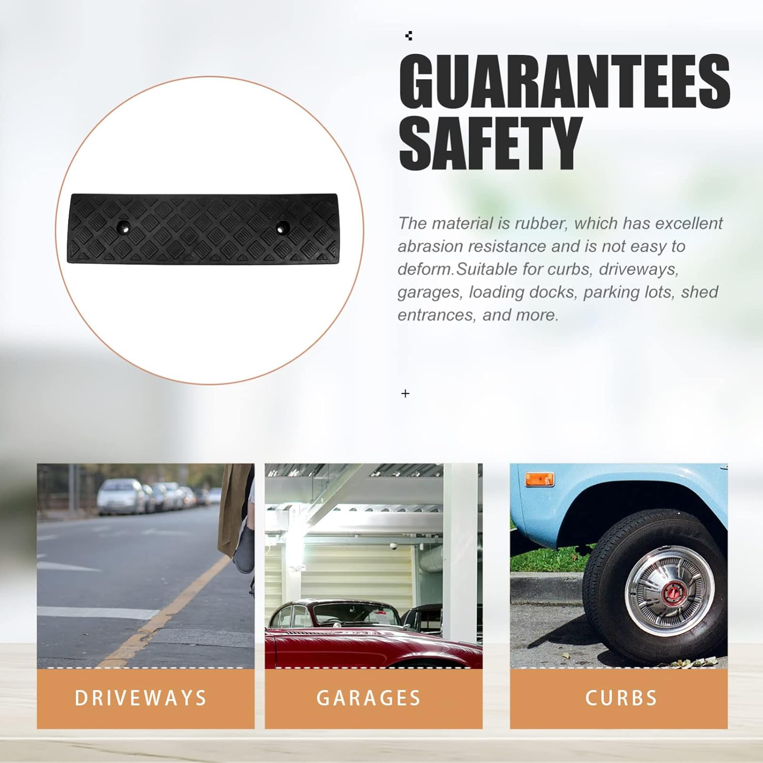 Tofficu Step Mat Slope Mat Threshold Bridge Track Ramp Portable Curb Ramp Car Ramp Wheelchair Ramps Homes Structure Driveway Heavy Duty Ramp Auto Metal Outdoor Rubber High Lift - Yellow image number 6