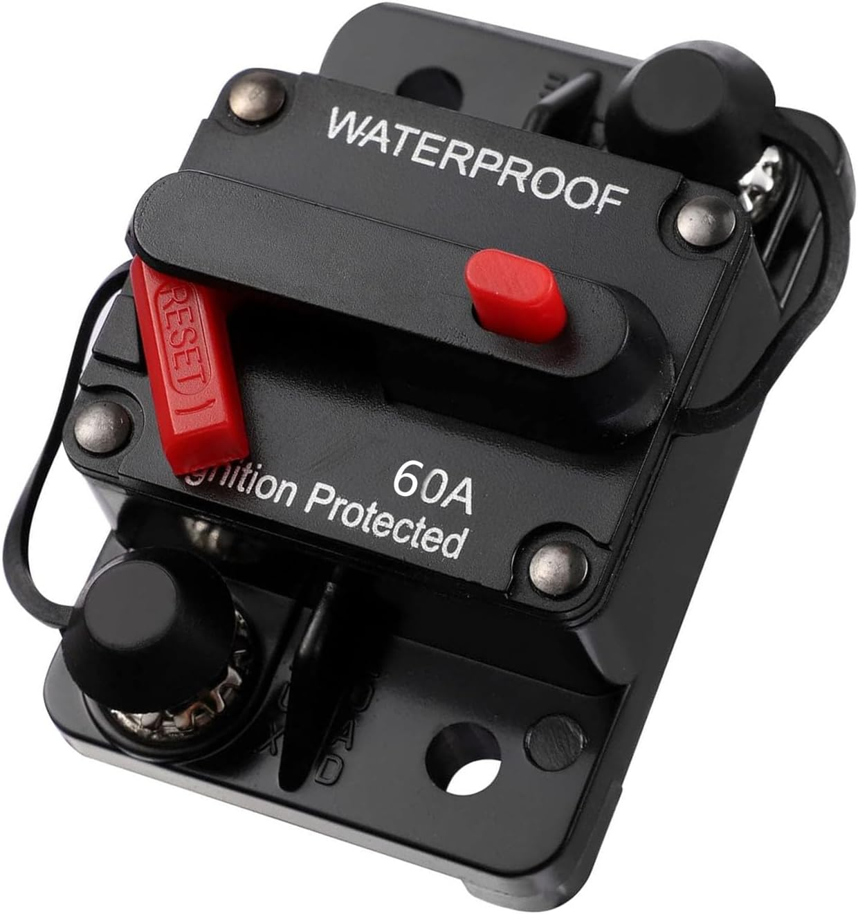 BEANPRECOY Circuit Breaker with Manual Reset 12V-48V DC Waterproof Audio Inline Fuse Holder Inverter for Car, Motor, Marine Boat, Solar Power image number 6