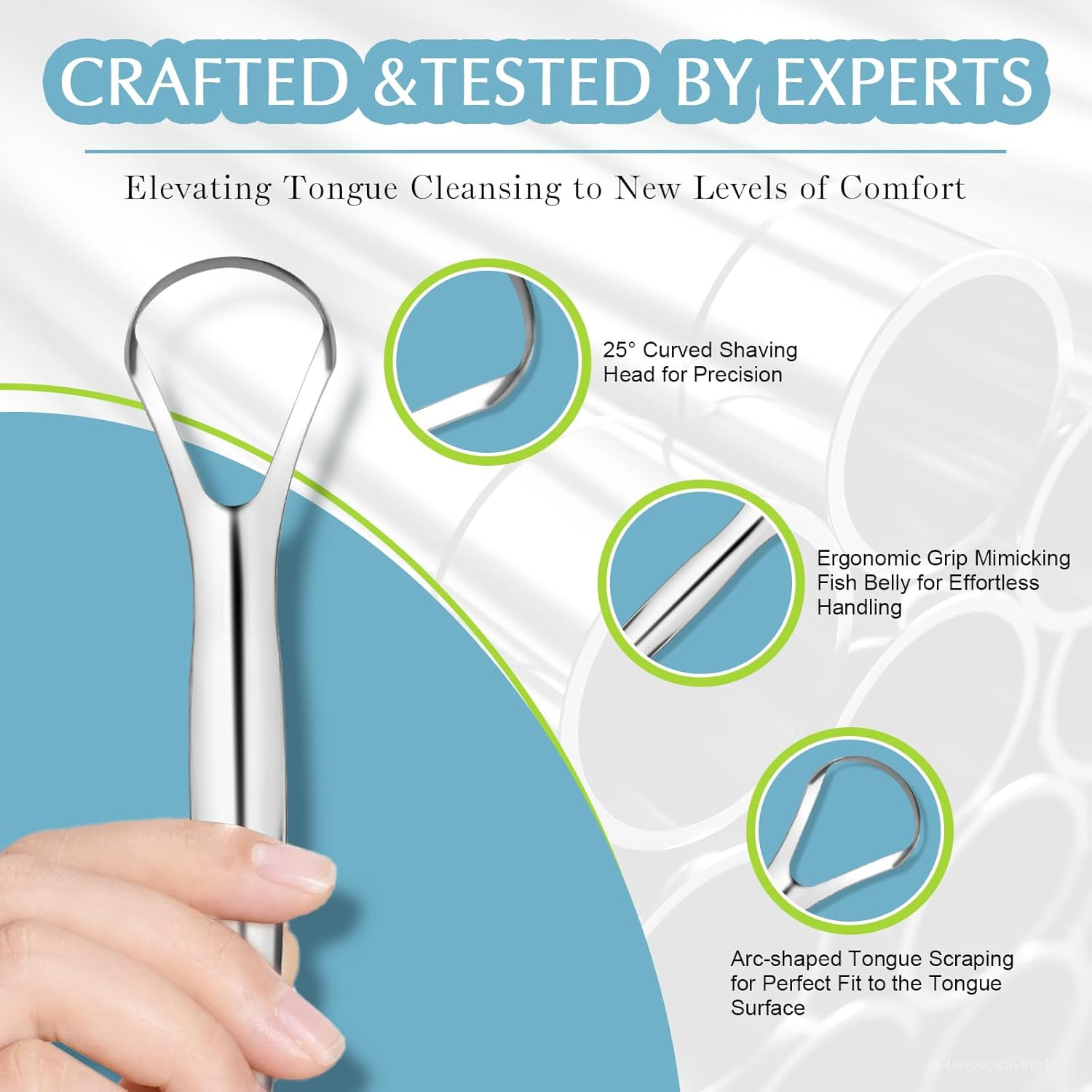 Tongue Scraper for Adults (2 Pack), Metal Tongue Scraper, Tongue Cleaner for Oral Care and Hygiene, Easy to Use, Tongue Scrubber, Help Your Oral Hygiene (With 2 Cases) image number 3