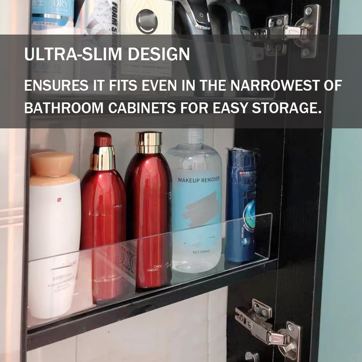 MORNITE 3 Pcs Acrylic Board Organizers for Medicine Cabinet, Acrylic Blocker Shelves Panel for Toilet Cabinet, Storage Divider for Kitchen Bathroom Closet Garage Office, 15.7" Clear image number 6