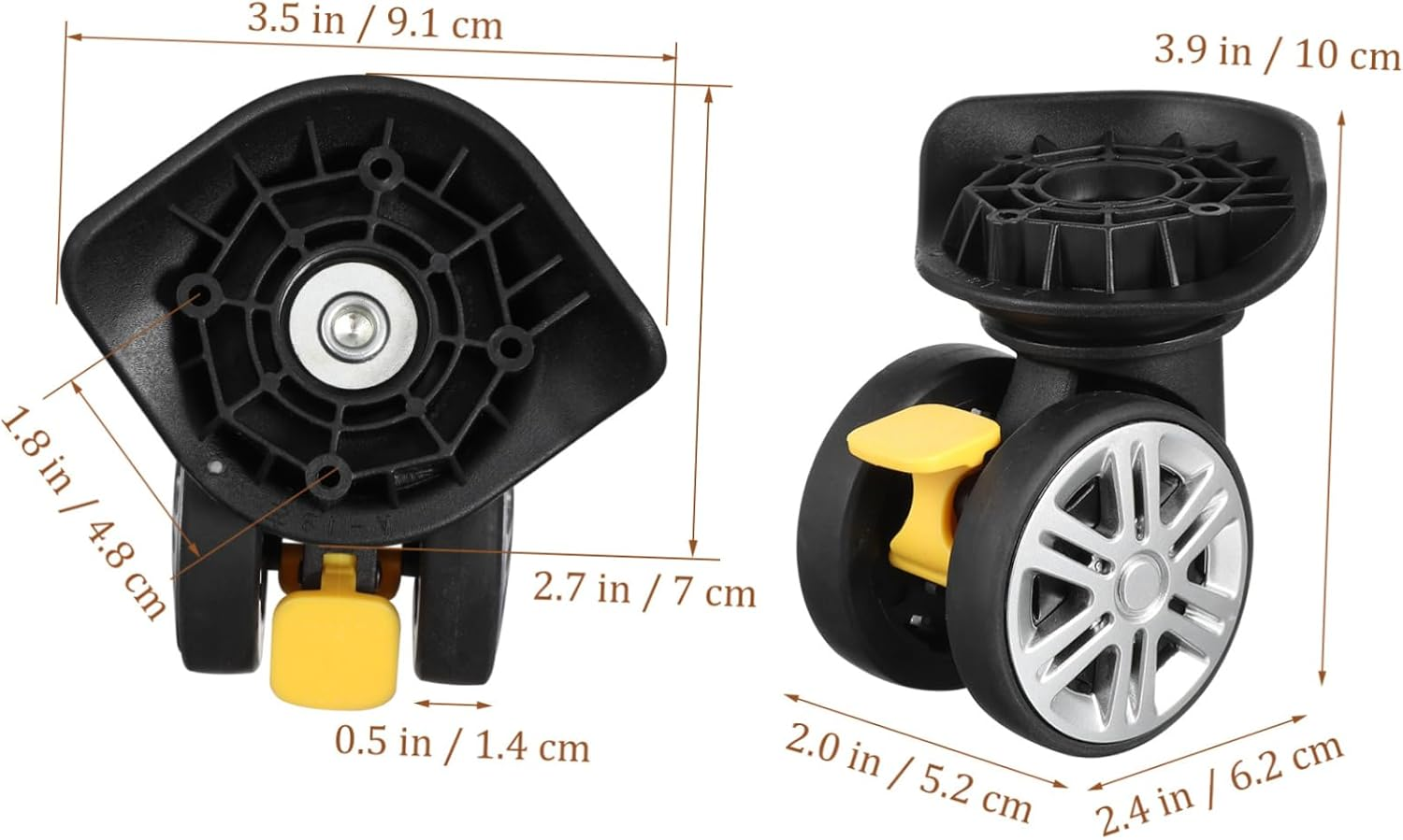 Anneome 4Pcs Replacement Wheel for Suitcase and Luggage Silent Swivel Wheels Luggage Repair Kit for Trolley and Trunk Use