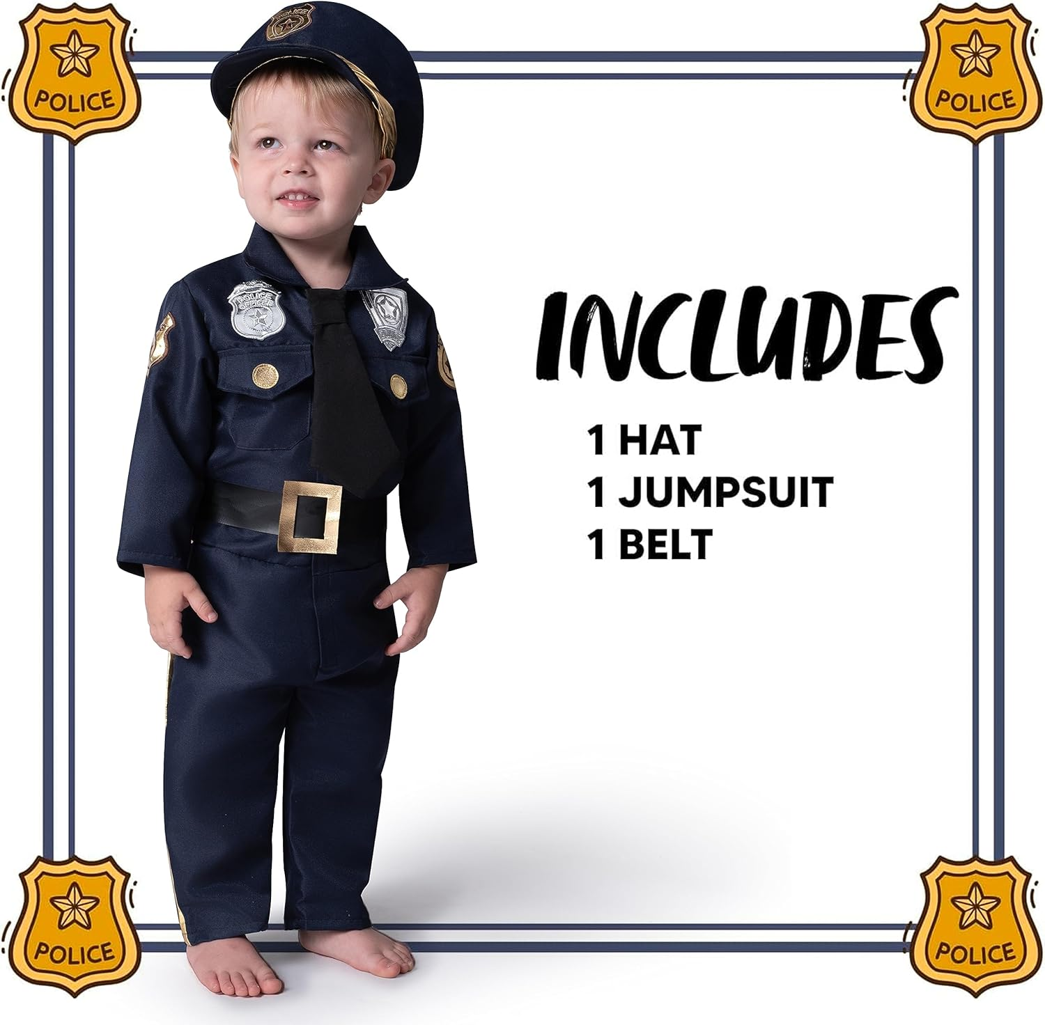 Spooktacular Creations Halloween Toddler Police Costume, Police Costume Kids Baby Halloween Pretend Play School Dressup Party image number 5