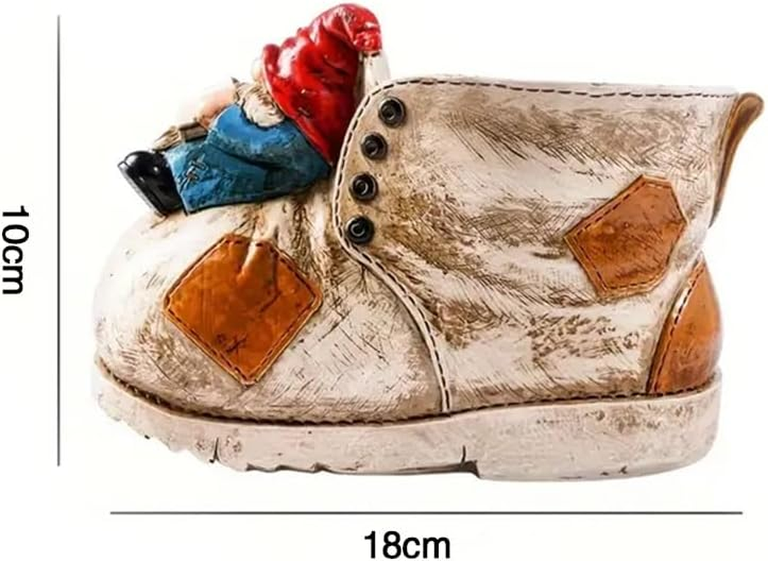 Creative Dwarf Garden Statue Gnome Resin Sculpture Creative Boot Shaped Succulent Planter Hand-Painted Decor Plant Pot for Garden & Succulent Planting image number 6