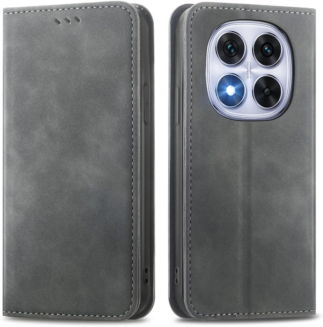 MOJIA Case for Xiaomi Redmi Note 14 Pro 5G / Poco X7 5G, PU Folio Leather Wallet Protective Case [Magnetic Closure], Mobile Phone Case with TPU Inner Shell, Card Holder Stand Case. Grey