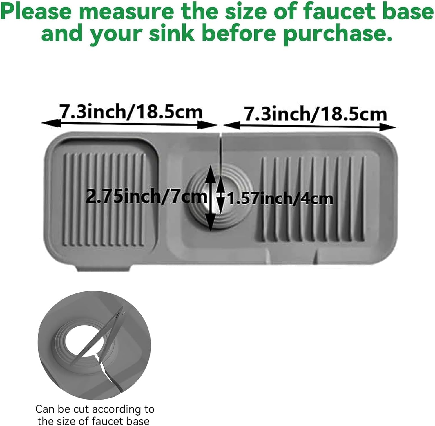 Kitchen Sink Splash Guard 37 * 14 Cm, Silicone Adjustable Draining Mat Kitchen Faucet, Multipurpose Foldable Design for Dish Drying Mats & Bathroom, Farmhouse, Bar & Rv image number 6