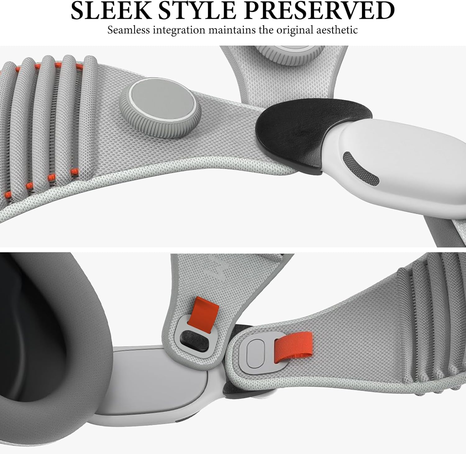 Geekria VR Headset Dual Band Adapter Compatible with Apple Vision Pro, Head Strap Top Knit Adapter, Reduces Facial Stress, Comfort Top Strap Attachment (Black) image number 5