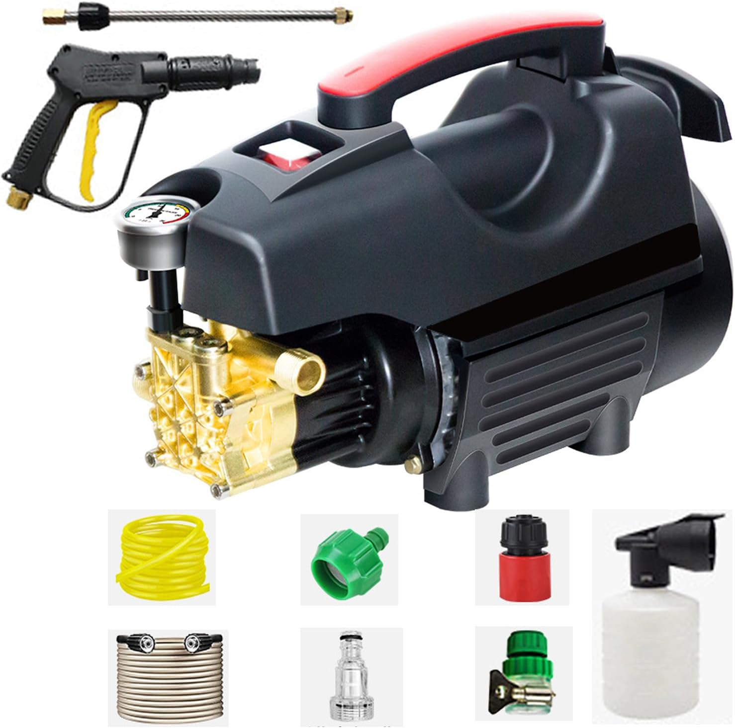 Electric High Pressure Washer Cleaner, 6L/Min Flow, 10M Hose, Adjustable Nozzle, Copper Motor, Self-Priming & Auto Shut-Off Cleaner for Car, Home & Outdoor Use (Black) image number 1