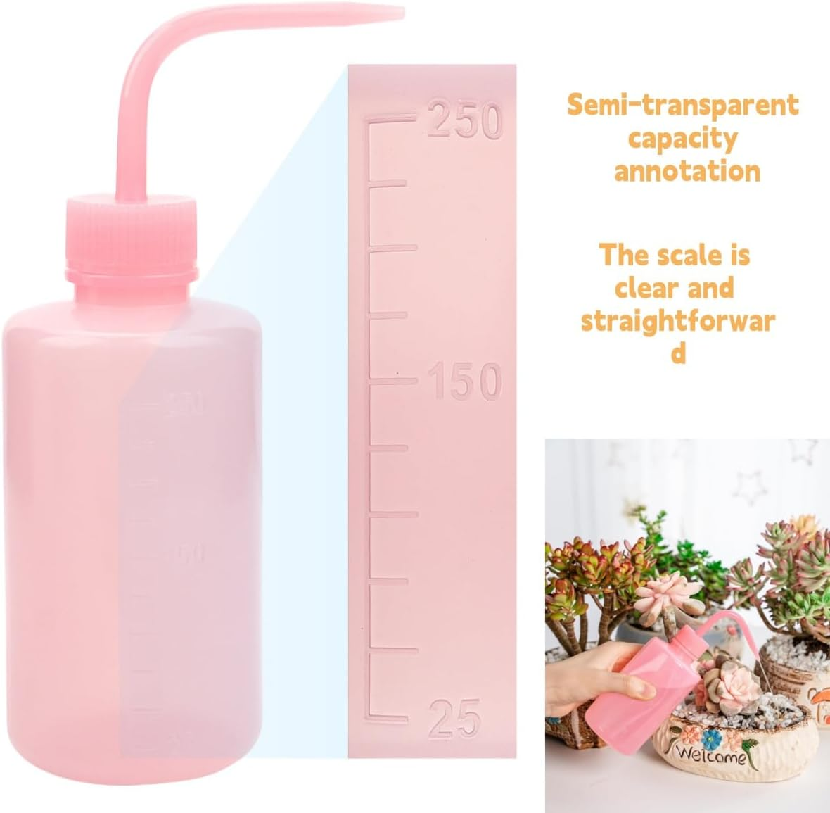 Safety Rinse Watering Tools,2 Pcs 250Ml Squeeze Water Bottle,Wash Bottle,Tattoo Supplies, Irrigation Sprinkling Can Wash Plant（Pink & Blue） image number 2